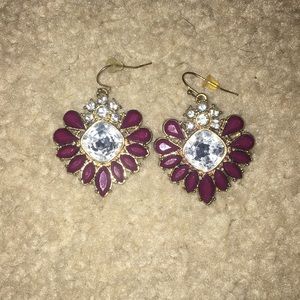 Maroon jeweled statement earring